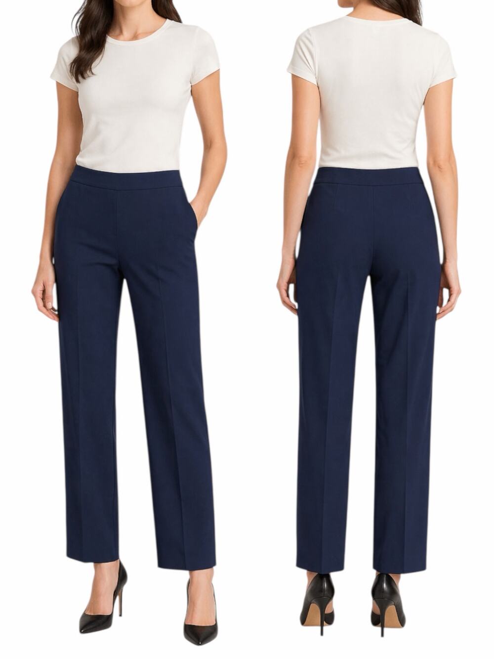 Lafayette 148 Wool Blend Taper Leg Dress Pants Navy Blue Size 0